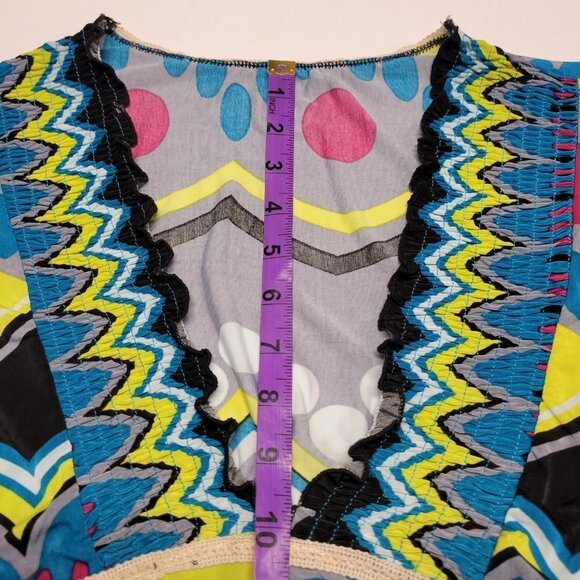 SUMMER Blue Maxi Cover up Abstract Print Cap Sleeve Casual Comfy Long Dress - Picture 11 of 12